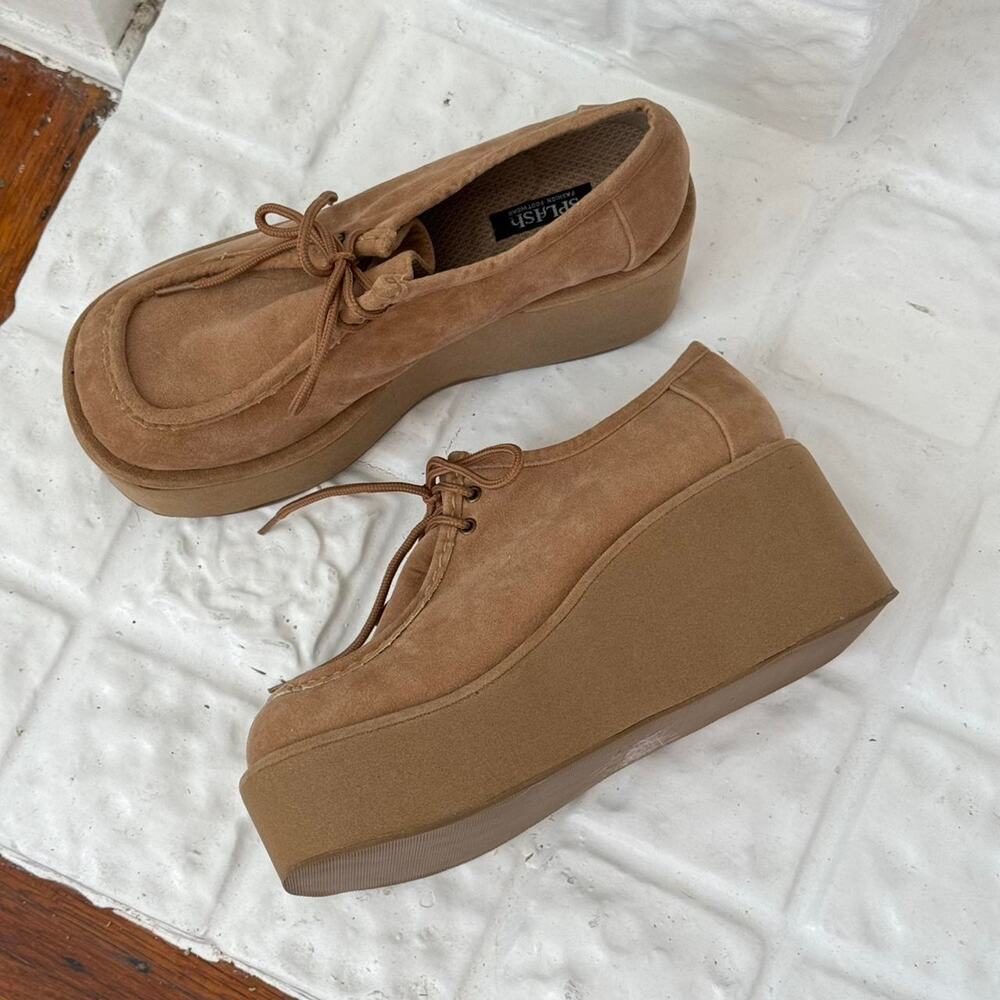 ✿ y2k suede platform lace up shoes ✿